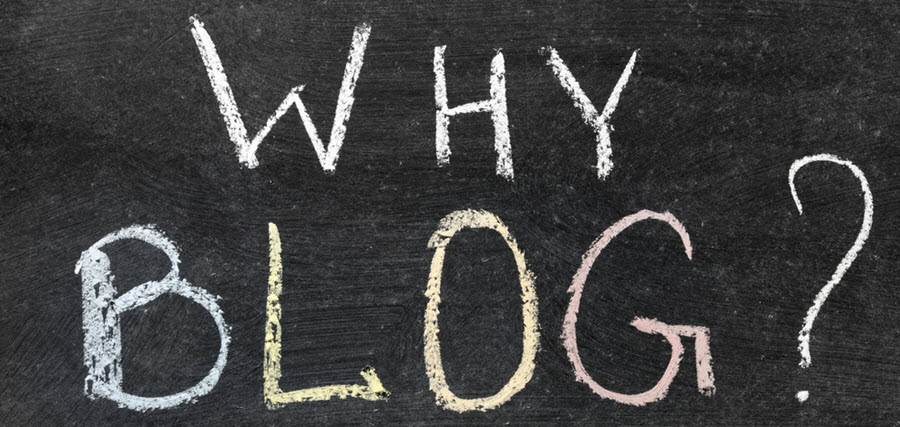 Chalk board with words: why blog?